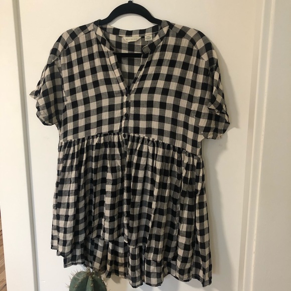 Anthro Tylho Checked Swing Top Gingham Linen Plaid Blouse Shirt Summer Linen S - Picture 12 of 16